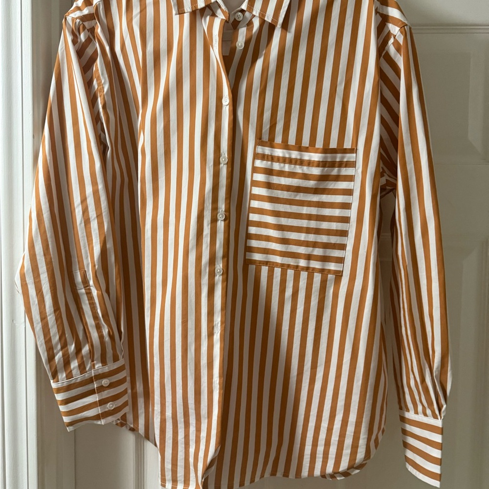 AYR Orange and White Striped Button Down Shirt